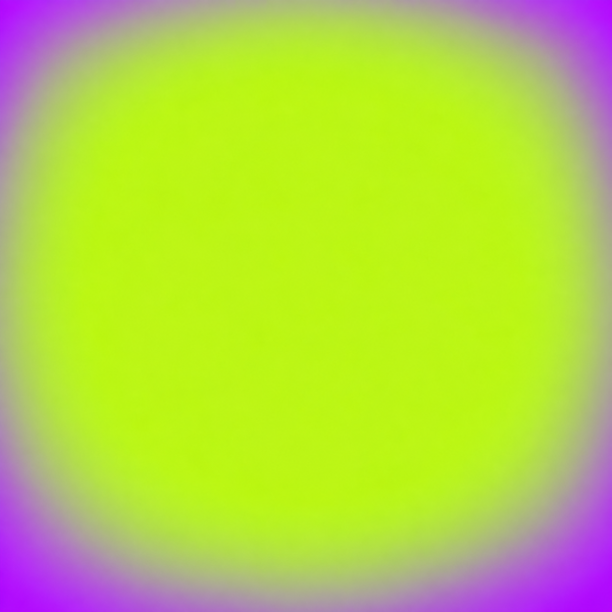 Vivid lime-green square with a soft electric-violet gradient around the edges